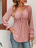 Women's Fashion A Line Drawstring Blouse - Green - Shirt - XXXL - Polyester - image 2