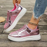 Women's Gold Sequins Platform Sneakers - Light Gold - Sneakers - 43 B - PU - image 18