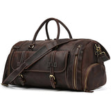 Travel Bags Men's Leather Overnight Bag - Brown - 1 / Design 1 / (58cm) Bag - Large - Genuine Leather - image 43