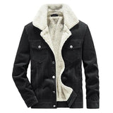 Men's Corduroy Fleece Winter Jacket - Grey - Trucker Jacket - 4XL - Corduroy - image 4