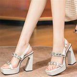 Women's Leather Platform Summer Sandal - Black - 1 / Platform Sandals - 9 B - Genuine Leather - image 5