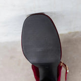 Women's Luxury Velour Mary Jane Pumps - Wine Red - Velour Pump - 12 B - Velvet/PU Leather - image 40