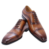 Men's Elegant Leather Oxford Brogue Shoe - Brown - Formal Shoes - 12 B - Genuine Leather - image 12