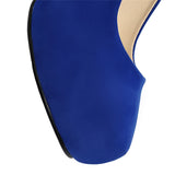 Women's Faux Suede High Chunky Heels - Blue - Chunky Heels - 43 B - PU Flock Leather - image 26