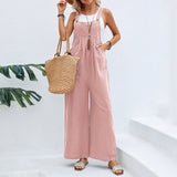 Women's Casual Wide Leg Pantsuit Overalls - Black - Jumpsuit - 3XL - Linen - image 26