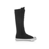 Women's Long Lace Up Zipper Canvas Boot - Black - High Top Sneakers - 43 B - Canvas - image 8