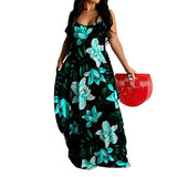 Women's Long Floral Summer Dresses - Blue - Dress - 5XL - Polyester - image 14