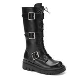 Women's Punk Buckle Strap Wedge Boots - White - Buckle Strap Boots - 43 B - PU Leather - image 22