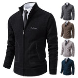 Men's Casual Stand Up Collar Cardigans - Dark Grey - 1 / 8938 / Cardigan Sweater - XXXL - Polyester - image 25