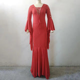 Women's Goth Lace Up Halloween Dress - Black - Morticia Adams Dress - 5XL - Polyester - image 6