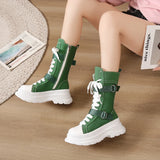 Women's Canvas Chunky Platform Boots - Light Pink - Canvas Boots - 40 B - Canvas - image 29