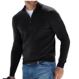 Men's Slim Fit V-neck Casual Pullover - Black - Mock Neck Sweater - XXXL - Polyester - image 12