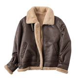 Men's Faux Leather Fleece Winter Jacket - Brown - Bomber Jacket - 5XL - PU Leather - image 2