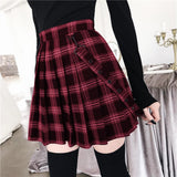 Women's Gothic Suspender Mini Skirt Plaid - Wine Red - Mini Skirt - 5XL - Polyester - image 13