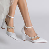 Women's Satin Crystal Strap Evening Shoe - Black - Bridal Shoes - 43 B - Satin - image 8