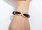 Unisex Leather Infinity Symbol Bracelets - Black/Gold - Bracelet - 23cm - Leather - image 16