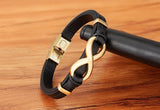 Unisex Leather Infinity Symbol Bracelets - Black/Gold - Bracelet - 23cm - Leather - image 13