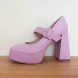Women's Mary Jane Platform High Heels - Purple - Mary Jane Heels - 10.5 B - PU Leather - image 9