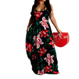 Women's Long Floral Summer Dresses - Red/Green - Dress - 5XL - Polyester - image 13