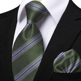 Men's 3 Pcs Striped Jacquard Tie Set - Blue - 2 - One Size - Polyester - image 36