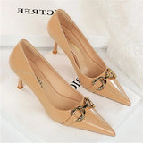 Women's Patent Leather Buckle Toe Pumps - Beige - Nude - 10cm Heels - 43 B - PU Leather - image 10