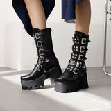 Women's Gothic Punk Platform Shoes - Black - 1 - Platform Shoes - 43 B - PU Leather - image 12