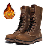 Men's Leather Hiking Boots Hunting Boots - Brown - 2 / Plush / Boots - 45 B - Genuine Leather - image 5