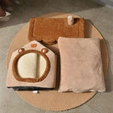 Dog Cat Foldable Pet House Washable - Tea Brown - Foldable Pet House - L - PP Cotton - image 4