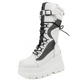 Women's Goth Lace Up Platform Wedges - Black - 1 / Boots - 10.5 B - PU Leather - image 43