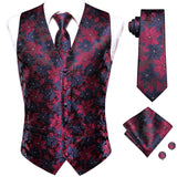 Men's Formal 4 Pcs Silk Slim Waistcoat Sets - Dark Blue - MS-0020 - 4 PCS - Vest Set - XXXL - Silk - image 14