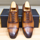 Men's Elegant Leather Oxford Brogue Shoe - Black - Formal Shoes - 12 B - Genuine Leather - image 2