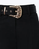 Women's High Waist Skinny Pants with Belt - Black - Skinny Pants - XL - Polyester - image 5