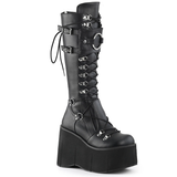 Women's Goth Lace Up Platform Wedges - Black - 1 / Boots - 10.5 B - PU Leather - image 11