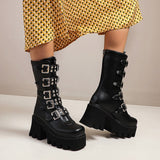 Women's Gothic Punk Platform Shoes - Black - 1 - Platform Shoes - 43 B - PU Leather - image 10