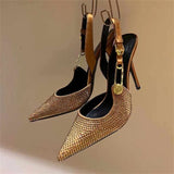 Women's Metallic Beaded High Slingbacks - Gold - 1 6129 / Slingbacks - 42 B - PU Leather - image 26