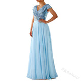 Women's Sequin Chiffon Evening Dress - Beige - Sequin Gown - XXXL - Chiffon - image 17