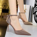 Women's Glitter Bow Knot Strappy Heels - Gold - Prom Shoes - 43 B - PU Leather - image 30