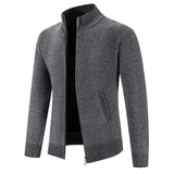 Men's Slim Fit Zip Up Cardigan Sweaters - Blue Grey - Sweater Cardigan - XXXL - Polyester - image 7