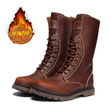 Men's Leather Hiking Boots Hunting Boots - Khaki - 2 / Plush / Boots - 45 B - Genuine Leather - image 29