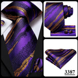 Men's 3 Pcs Purple Silk Wedding Tie Sets - Purple - 3148 - One Size - Silk - image 22