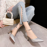 Women's Sparkly Gold Silver Bridal Heels - Gold - Glitter Shoes - 40 B - PU Leather - image 15