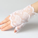 Women's Gothic Lace Fingerless Gloves - Crimson - D1 - One Size - Rayon - image 6