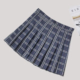 Women's Short Pleated Plaid Skirts A-line - Blue - 283 / Plaid Mini Skirt - XXL - Polyester - image 2