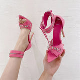 Women's Super High Zipper Strap Sandals - Blue - Zipper Stilettos - 41 B - PU Leather - image 18