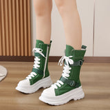 Women's Canvas Chunky Platform Boots - Light Pink - Canvas Boots - 40 B - Canvas - image 25