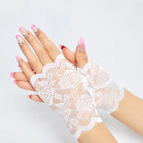 Women's Gothic Lace Fingerless Gloves - Crimson - D1 - One Size - Rayon - image 4