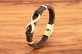 Unisex Leather Infinity Symbol Bracelets - Black/Gold - Bracelet - 23cm - Leather - image 9