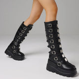 Women's Punk Goth Multi Buckle Boots - Black - Buckle Boots - 43 B - PU Leather - image 10