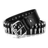 Unisex Hollow Bullet Shape Decoration Belt - Black - PU Leather - image 4
