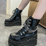 Women's Gothic Punk Platform Ankle Boots - Black - 1 / Matte / Ankle Boots - 43 B - PU Leather - image 15